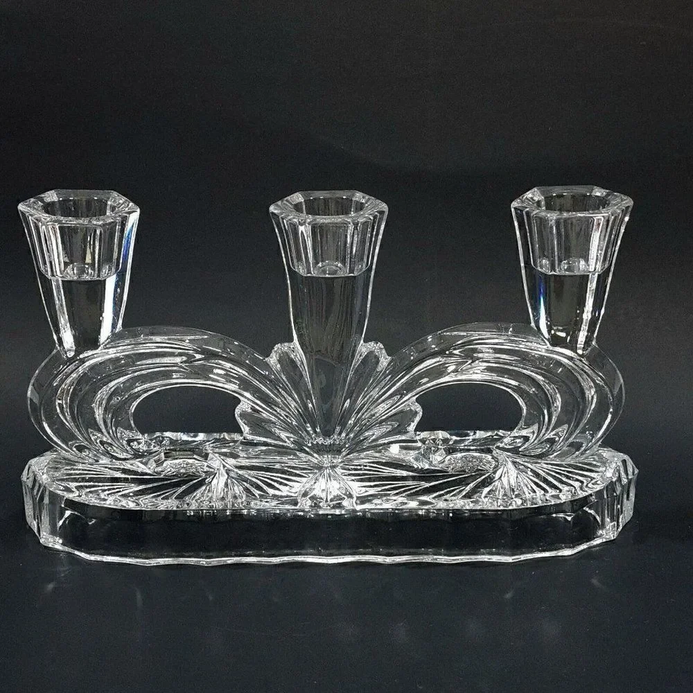 ‎Bohemia Czech Crystal 3 Candle Holder Candlabra